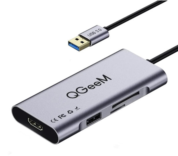 QGeeM 7-en-1 USB A MiniDock Adaptateur Hub HDMI - 3 Ports USB - Lecteur de Carte SD/Micro Compatible avec Windows, Android