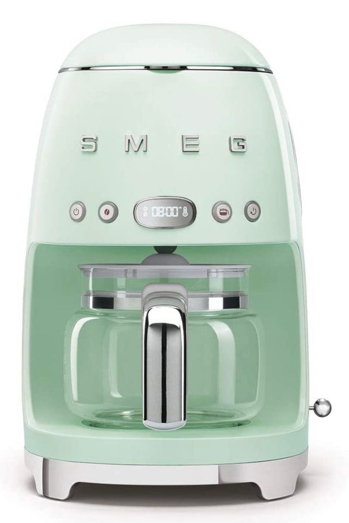 Smeg Machine à café à filtre esthétique style rétro des années 50, 10 tasses, vert pastel