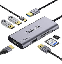 Charger l&#39;image dans la galerie, QGeeM 7-en-1 USB A MiniDock Adaptateur Hub HDMI - 3 Ports USB - Lecteur de Carte SD/Micro Compatible avec Windows, Android
