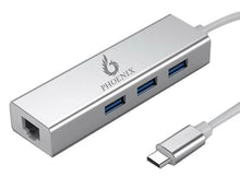 Charger l&#39;image dans la galerie, Phoenix USB-C vers Ethernet, adaptateur multiport USB3.0 x 3, boîtier en alliage d&#39;aluminium
